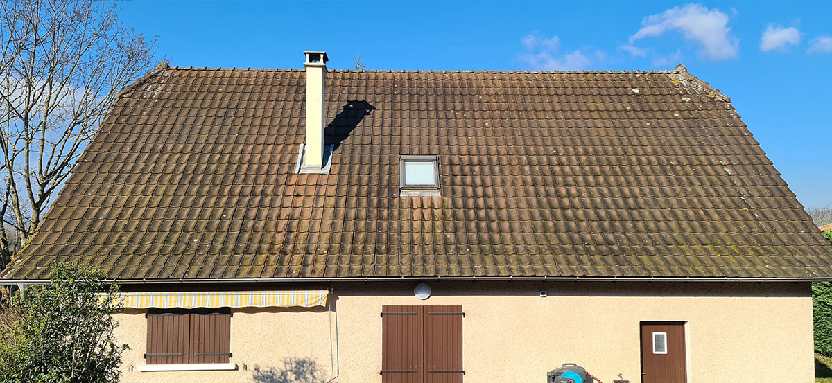 Avant démoussage toiture